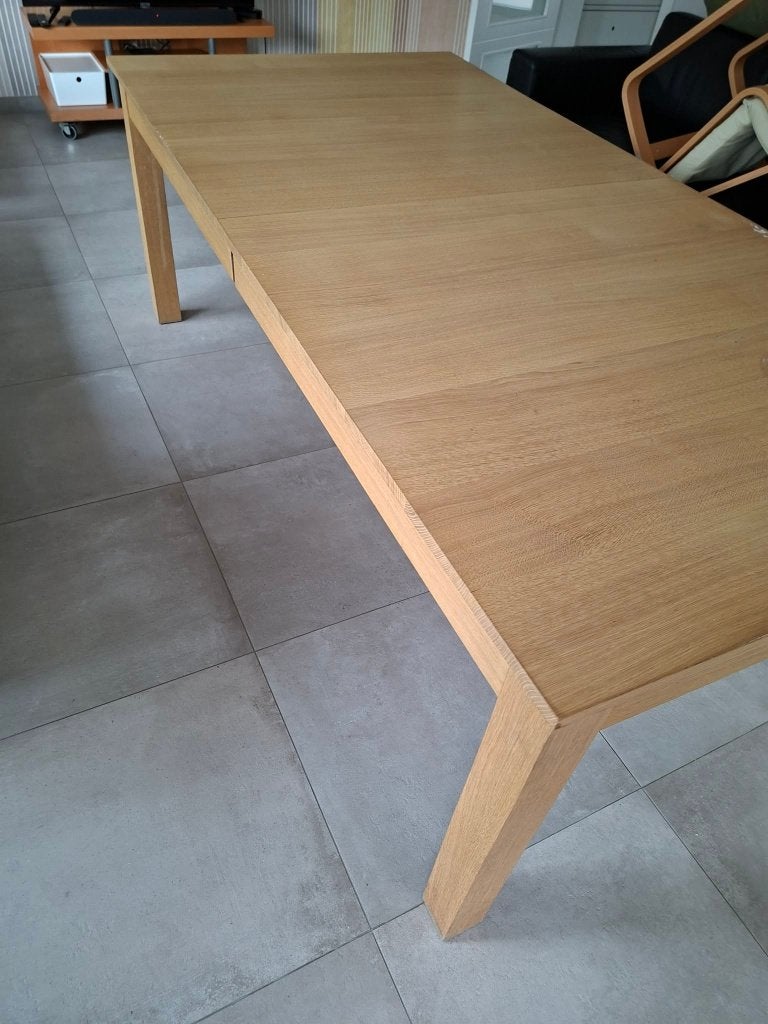 Table et chaise en chêne à rénover, 100 à 150 cm, Enlèvement, Utilisé, Chêne