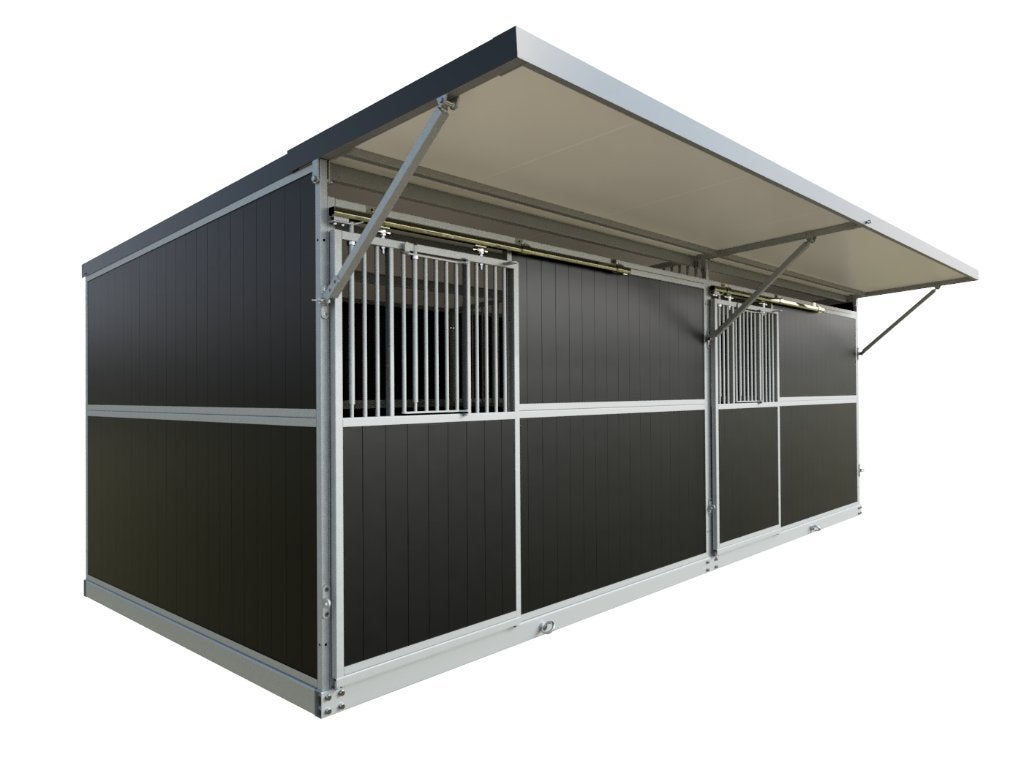 Mobiele buitenstal voor paarden volledig verplaatsbaar, Dieren en Toebehoren, Stalling en Weidegang, Stalling, 2 of 3 paarden of pony's