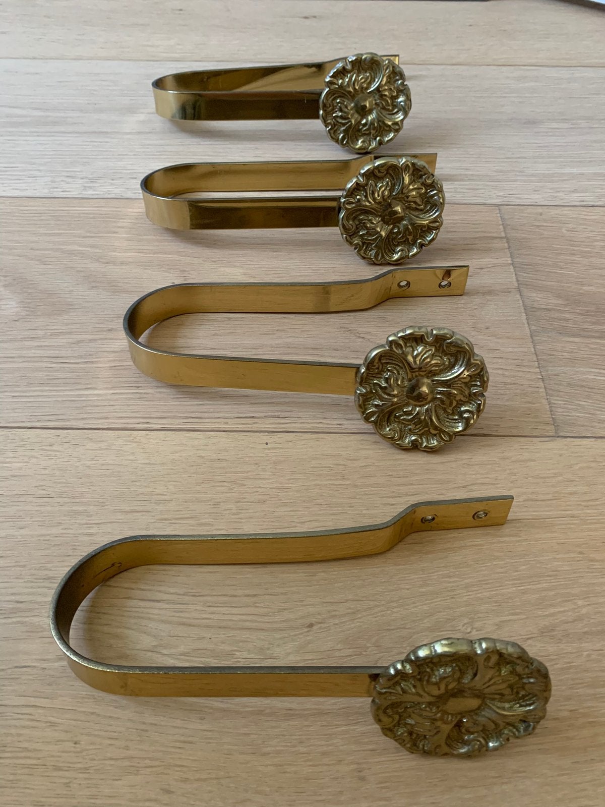 Ensemble de 4 embrasses vintage françaises - laiton massif, Maison & Meubles, Enlèvement ou Envoi, Utilisé, Jaune
