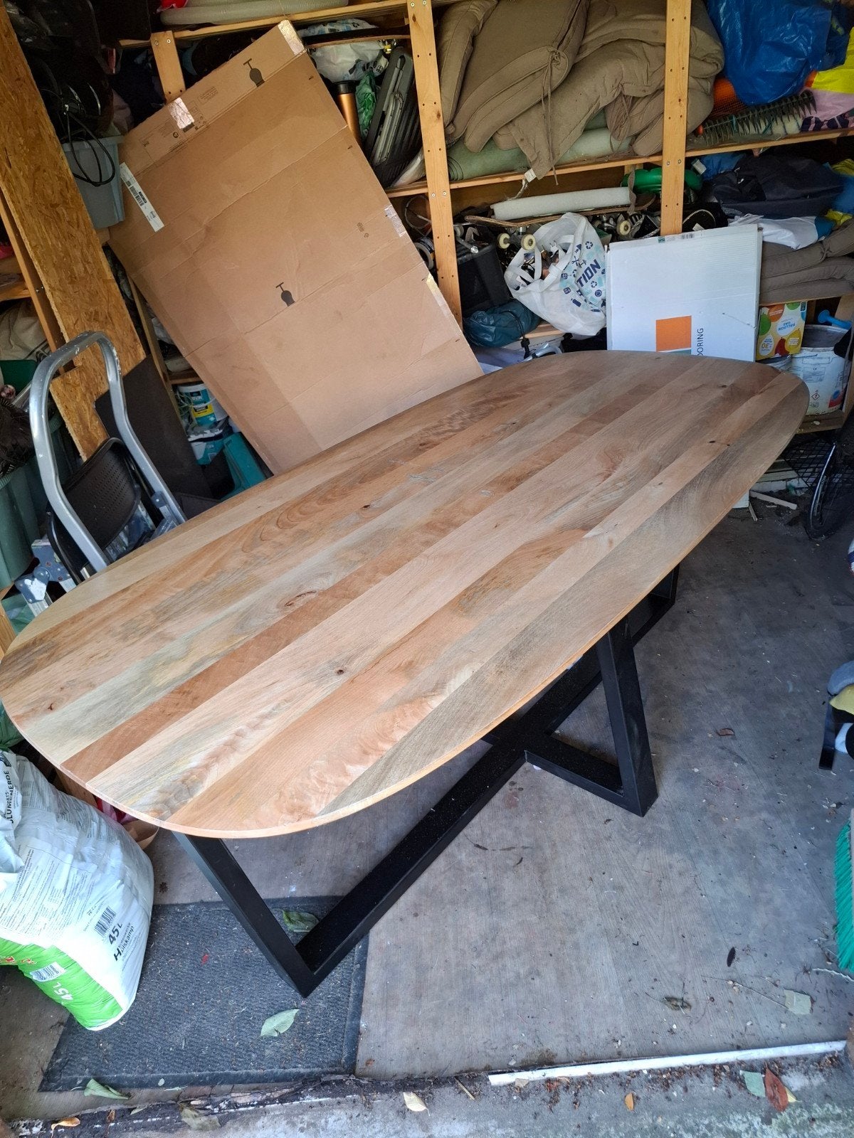 Metalen onderstel Tafel mangohout, Ophalen, Metaal