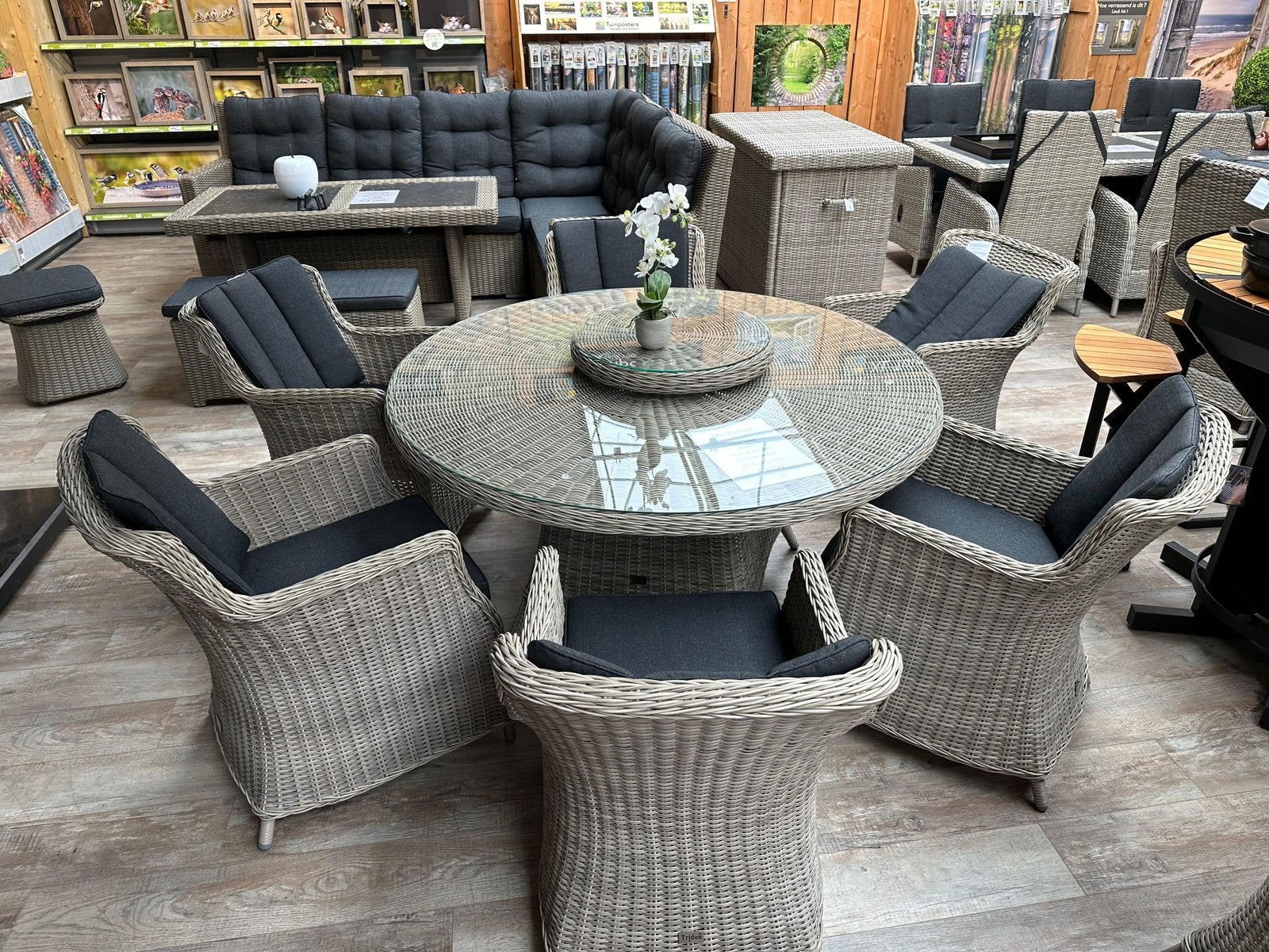 Ronde tuinset 6 stoelen | 50% korting, Tuin en Terras, Ophalen, Zo goed als nieuw, Tuinset
