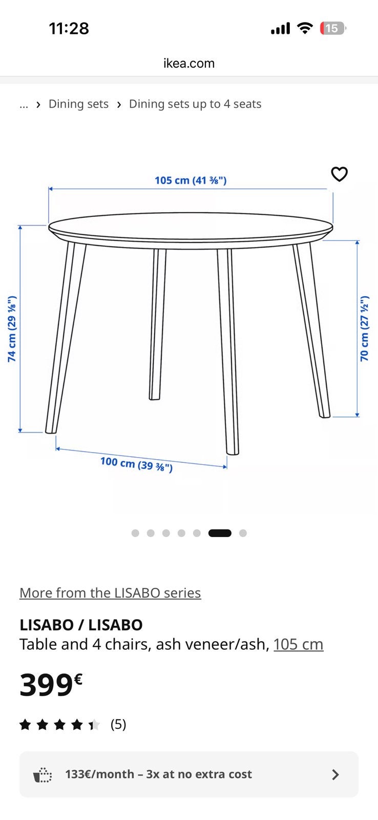 Table IKEA Lisabo, en excellent état., Huis en Inrichting, Tafels | Statafels, Zo goed als nieuw, Ophalen