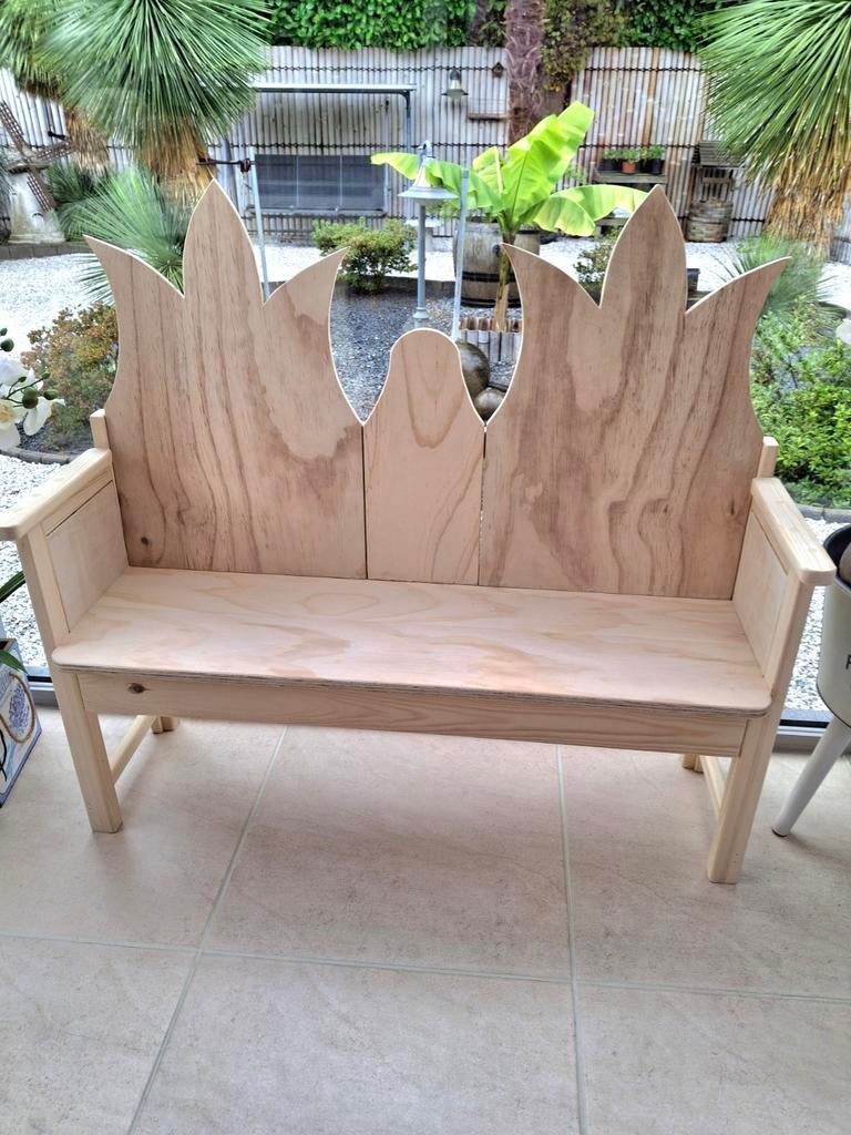 Nieuwe grote houten en sterke bank voor 2 tot 3 peuters 69€, Ophalen