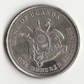 De Uganda 100 Shillings-munt uit 1998, Postzegels en Munten, Munten | Afrika, Losse munt, Overige landen, Ophalen of Verzenden