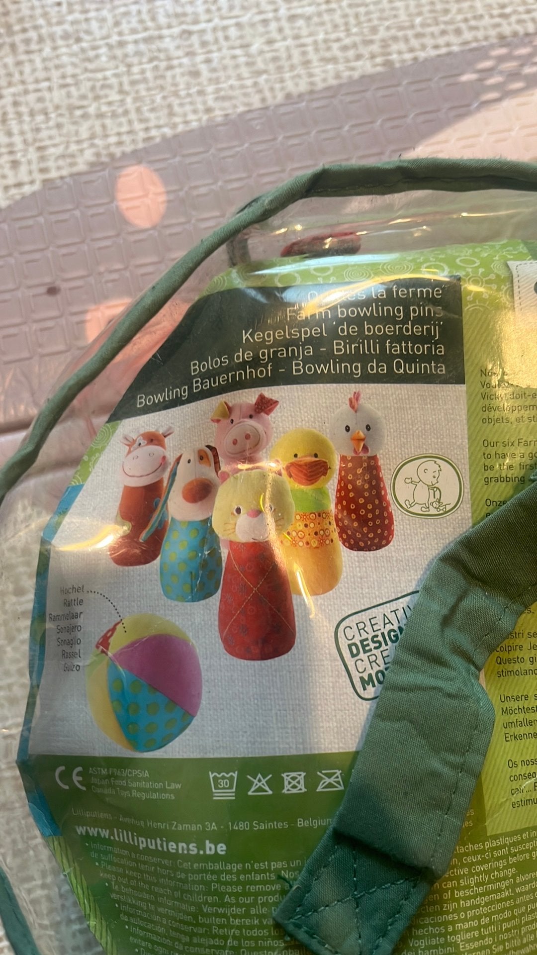 Jeu de quilles la ferme pour bébé. Marque Lilliputien, Enlèvement, Comme neuf