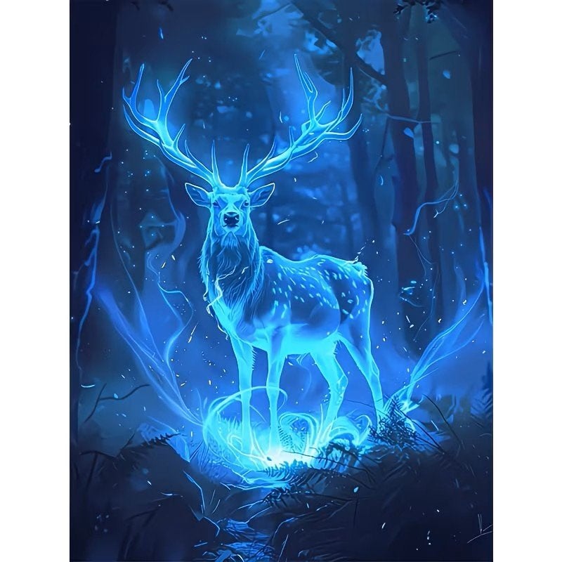 50x40cm Diamond Painting verlicht hert (vierkant) nr 59, Neuf, Bleu, Autres matériaux, Autres marques