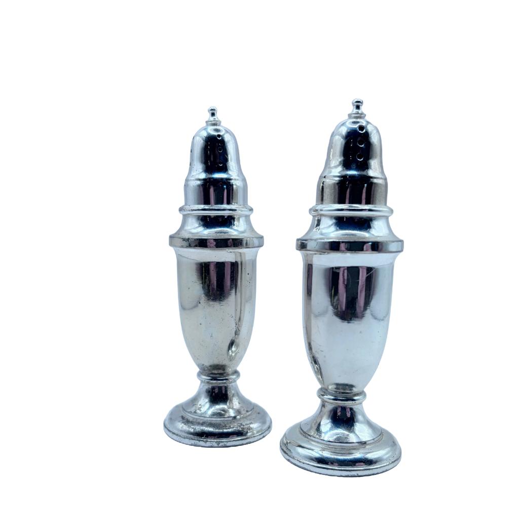 Antiek verzilverd peper- en zoutstel, Ophalen of Verzenden, Zilver