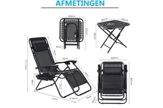 Tuinstoelen met tafeltje, Enlèvement, Comme neuf, Ajustable