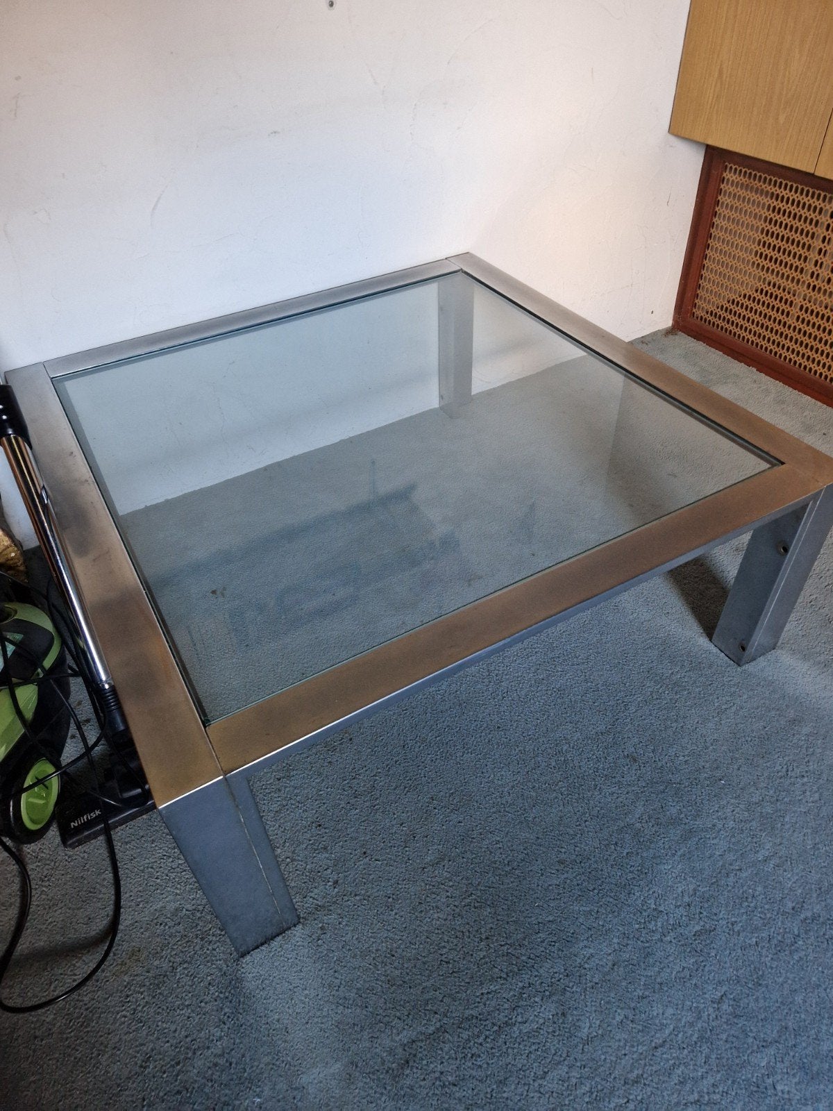 Stijlvolle vierkante salontafel, Ophalen, Gebruikt, Vierkant, Glas