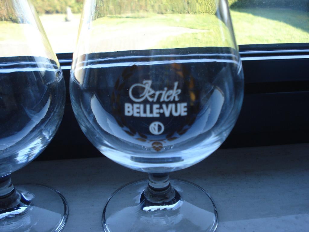 4 glazen KRIEK BELLE-VUE, Ophalen, Zo goed als nieuw, Glas of Glazen, Overige merken