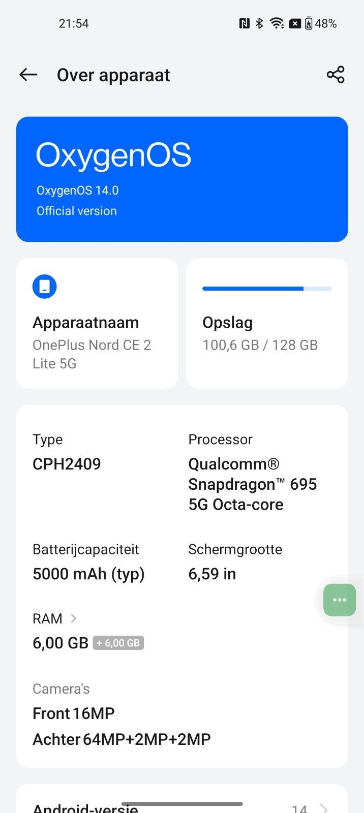 One plus nord ce 2 lite, Télécoms, Téléphonie mobile | Apple iPhone, 128 GB, Gris, Enlèvement ou Envoi, Autres modèles
