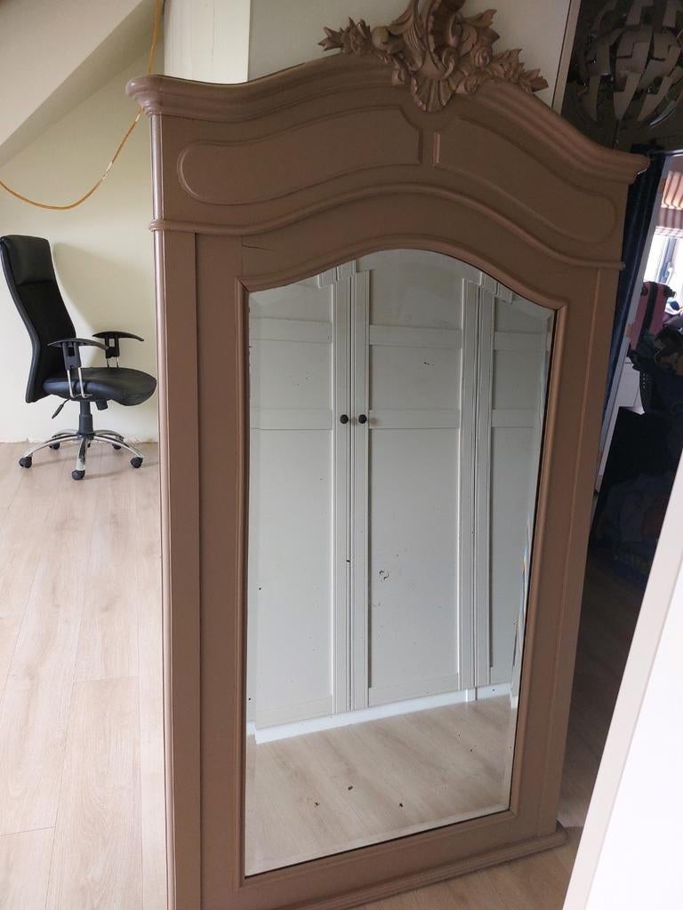 Taupe spiegel, Antiek en Kunst, Ophalen, Overige vormen, 100 tot 150 cm, 150 tot 200 cm