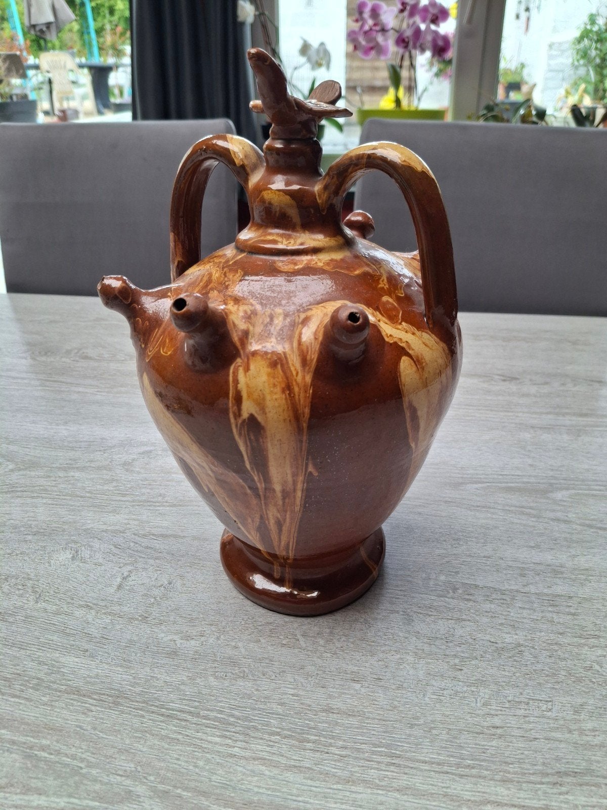 Traditionele Spaanse botijo - Terracotta kruik, Antiek en Kunst, Ophalen of Verzenden