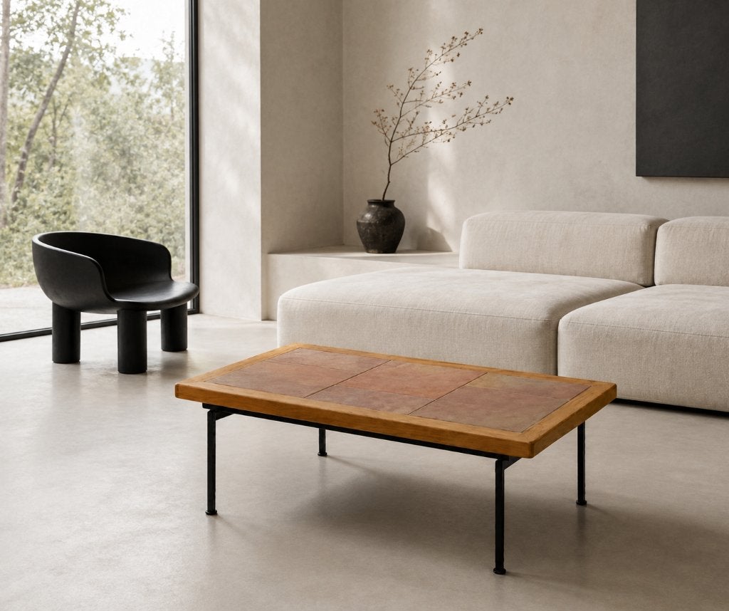 Vintage salontafel - Strakke tegeltafel - Mcm Coffee Table, Ophalen, Zo goed als nieuw