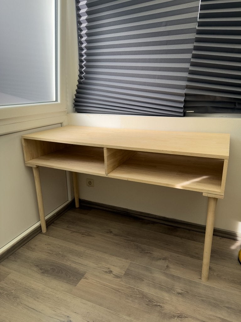Bureau artisanal en bois brut – 135 cm – état impeccable, Maison & Meubles, Bureaux, Autres marques, Comme neuf, Bois, Naturel