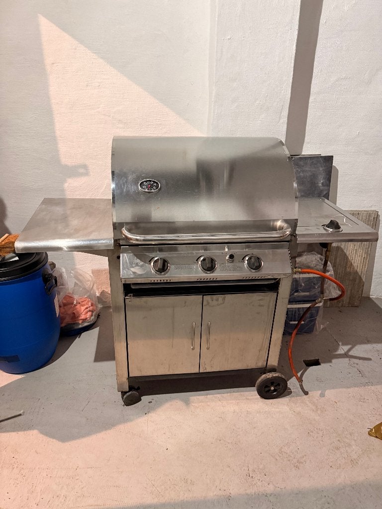RVS gasbarbecue met 3 branders, zijbrander en tools, Enlèvement, Utilisé