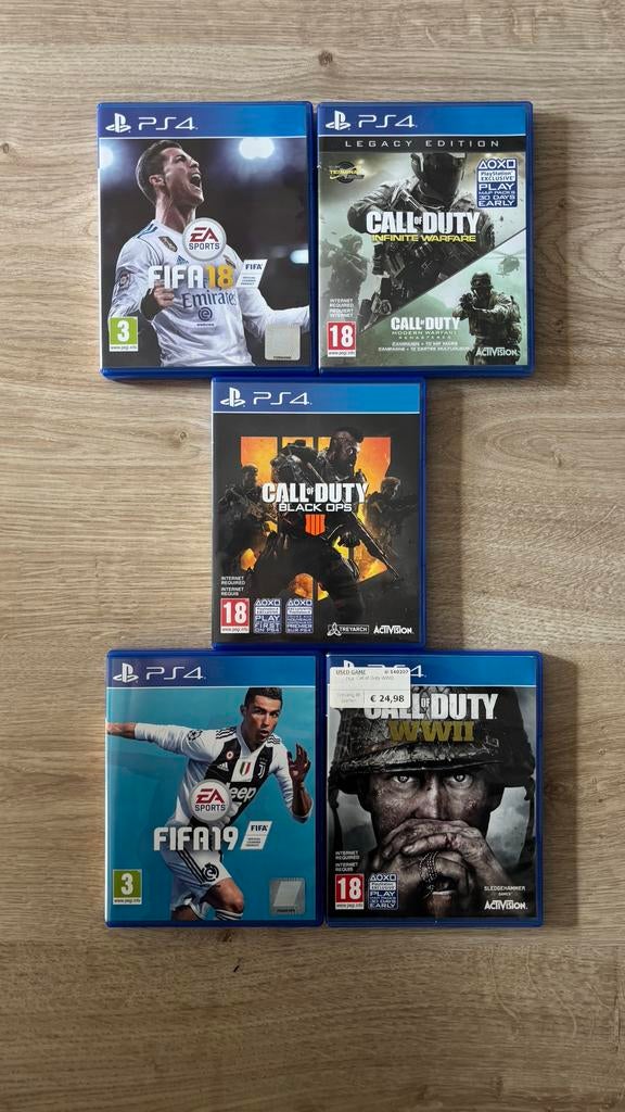 Ps4 games (5 spelen), Ophalen, Gebruikt, Met bewaardoos, rek of koffer