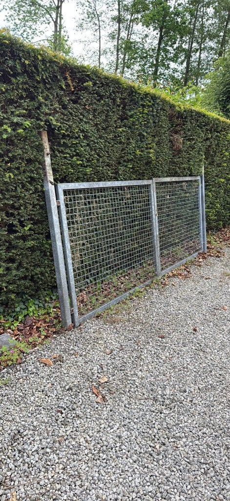 Dubbele galva tuinpoort 3m breed met 2 palen 110 hoog, Jardin & Terrasse, Portes de jardin, 200 cm ou plus, Portail battant, Acier
