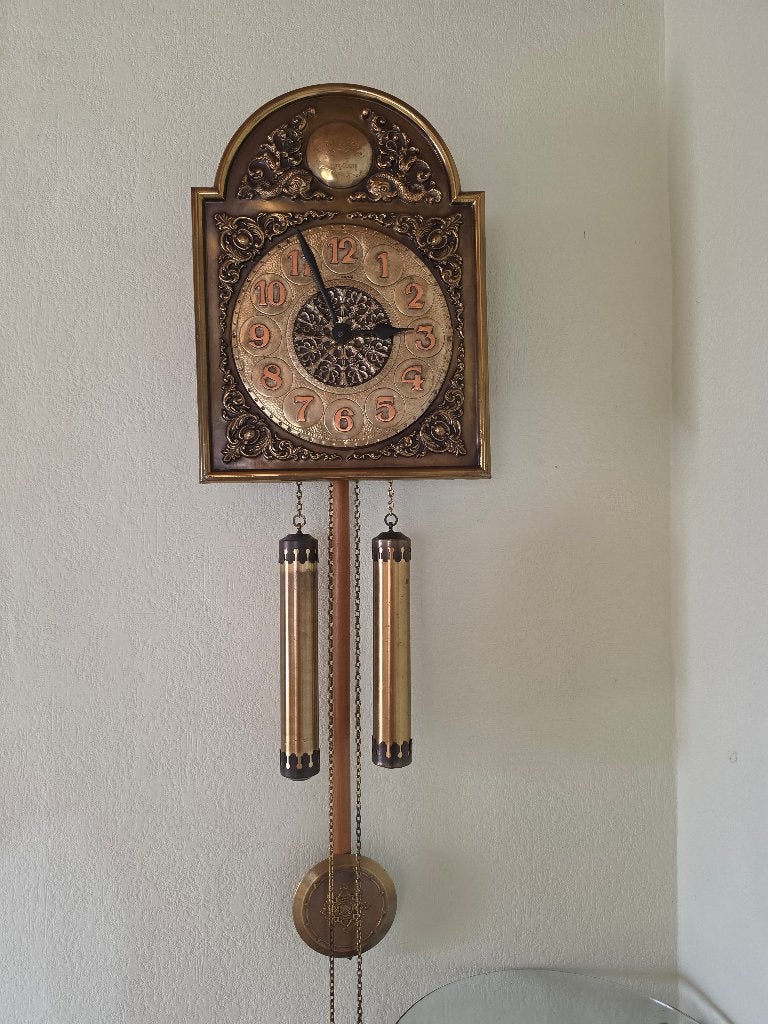 Vintage wandklok met slinger en gewichten, Antiek en Kunst, Antiek | Klokken, Ophalen