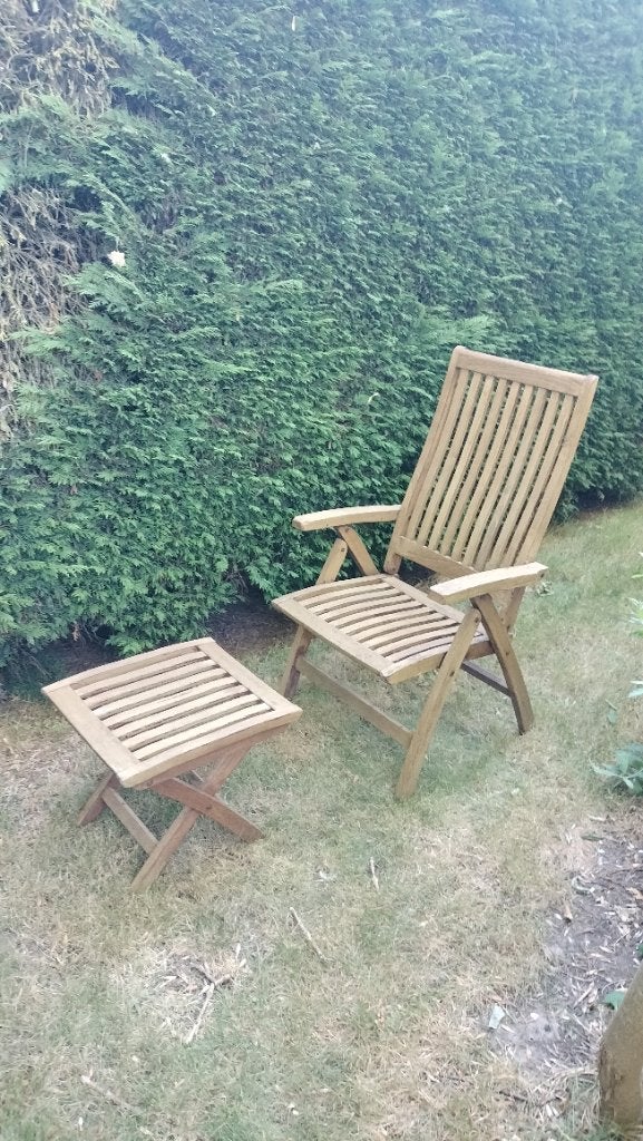 Ligstoel teak, Tuin en Terras, Ophalen, Zo goed als nieuw, Teakhout, Inklapbaar