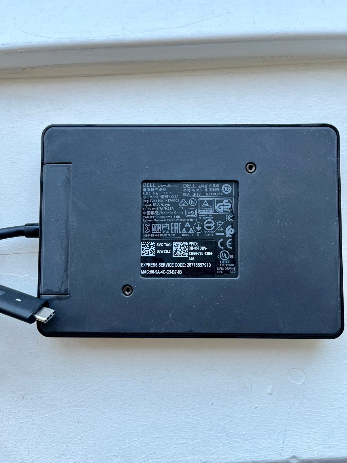 Dell WD15 USB-C Dock (K17A) with Original 65W Dell Charger, Computers en Software, Laptop-opladers, Ophalen of Verzenden, Zo goed als nieuw
