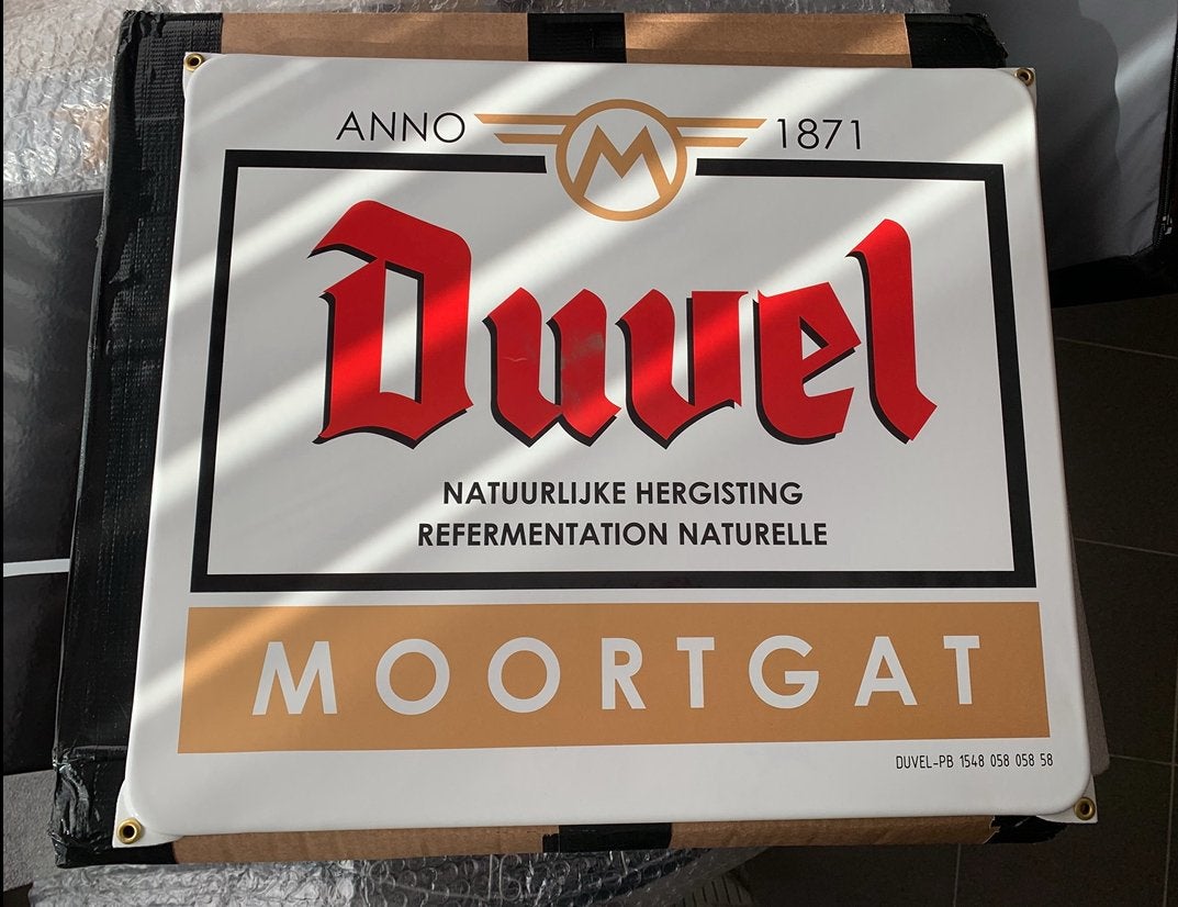 Emaille Duvel bord!, Verzamelen, Ophalen, Zo goed als nieuw