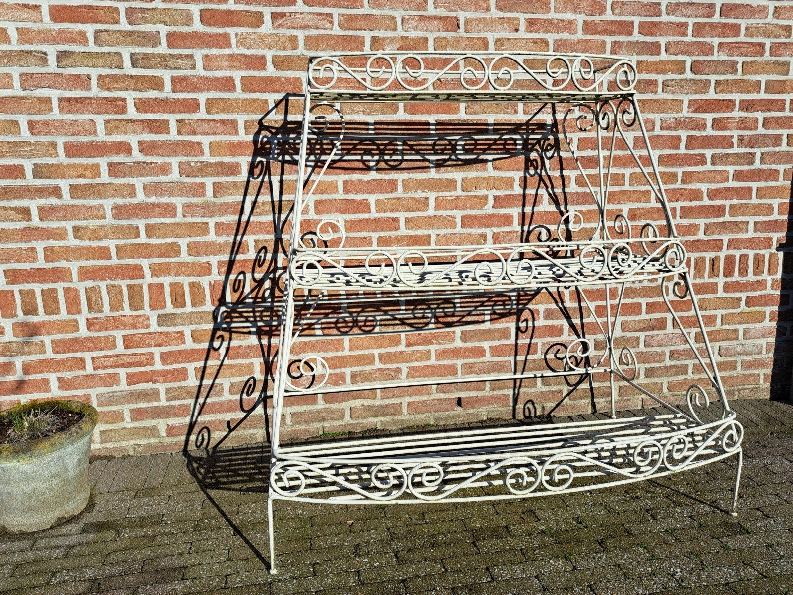 Wit metalen plantenrek, Tuin en Terras, Bloembakken en Plantenbakken, Ophalen, Gebruikt, 100 cm of meer, Balkon