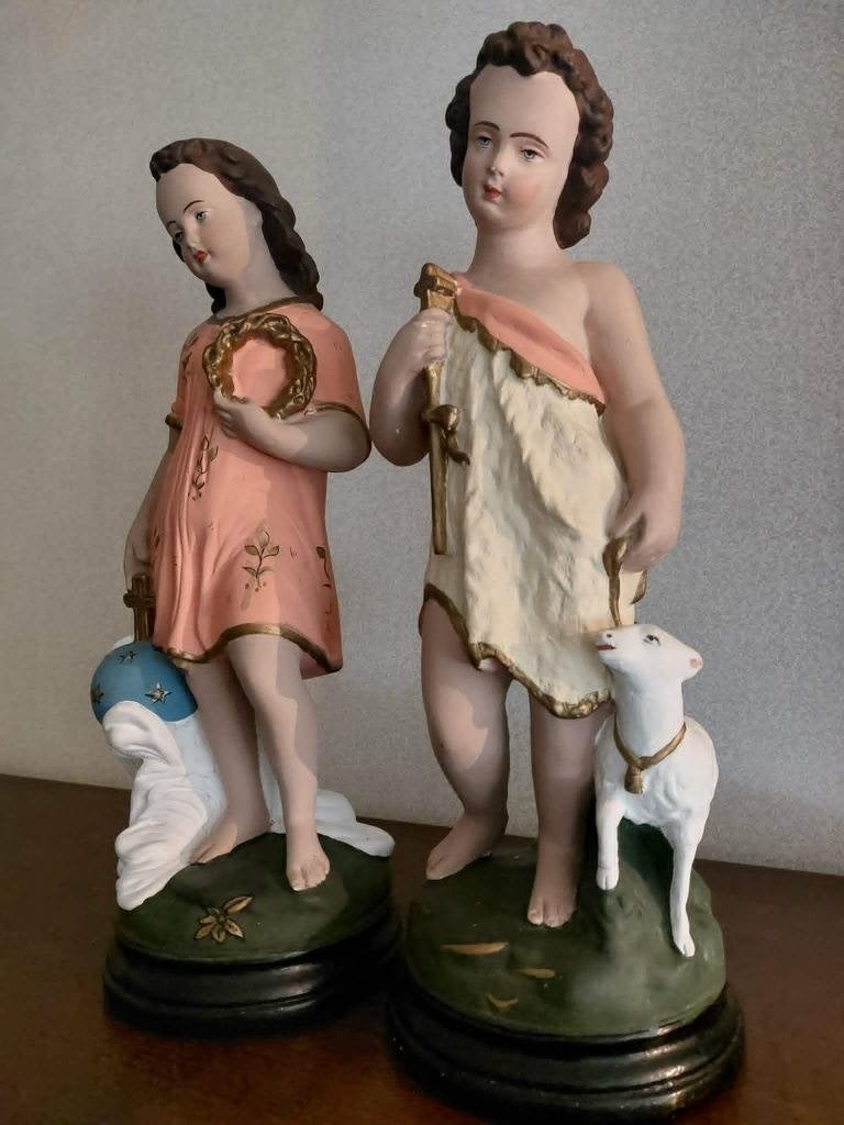 2 beeldjes heiligen, Antiek en Kunst, Antiek | Religieuze voorwerpen, Ophalen
