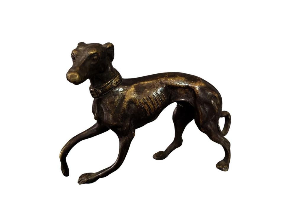 Lévrier Art déco en bronze de 14 cm, Enlèvement