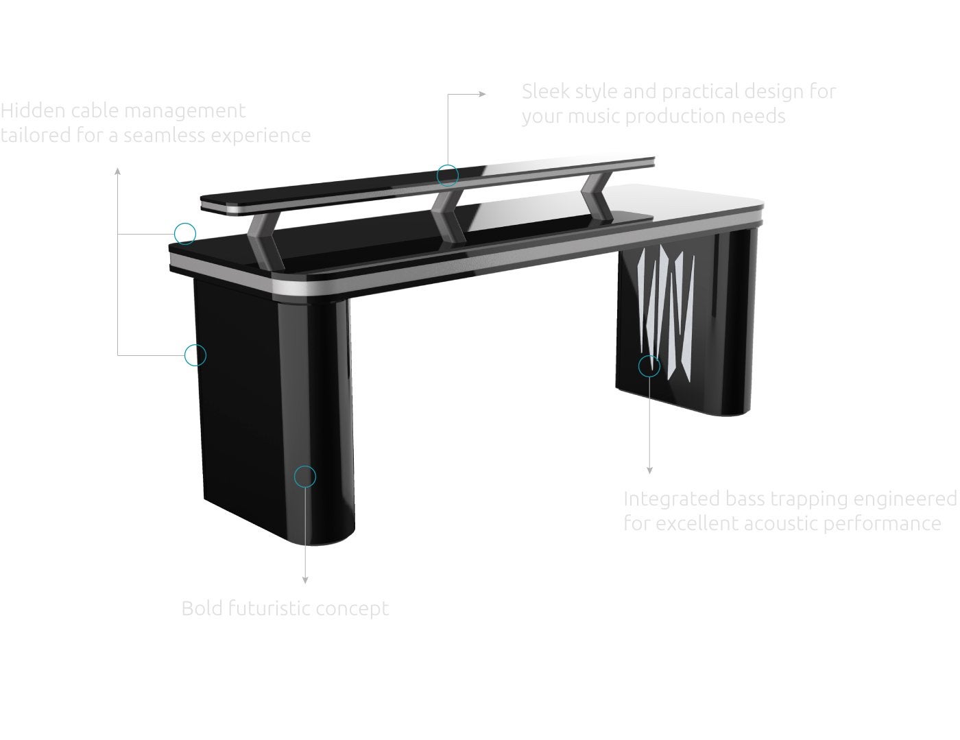 Bureau Vector Producer - Table de studio 2100x700x917mm, Autres marques, Bureau d'ordinateur, Goulotte de câbles, Utilisé