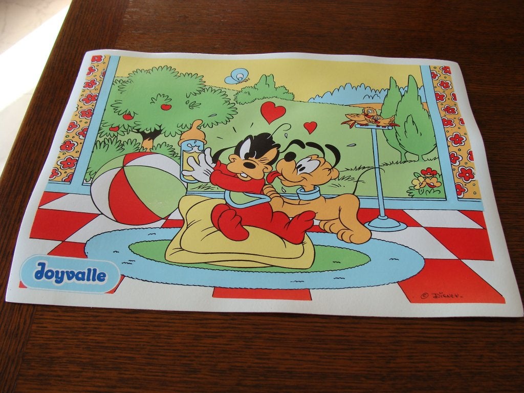 choix 2 sets de table, Mickey Pluto, signé Disney, vintage,, Antiquités & Art, Enlèvement