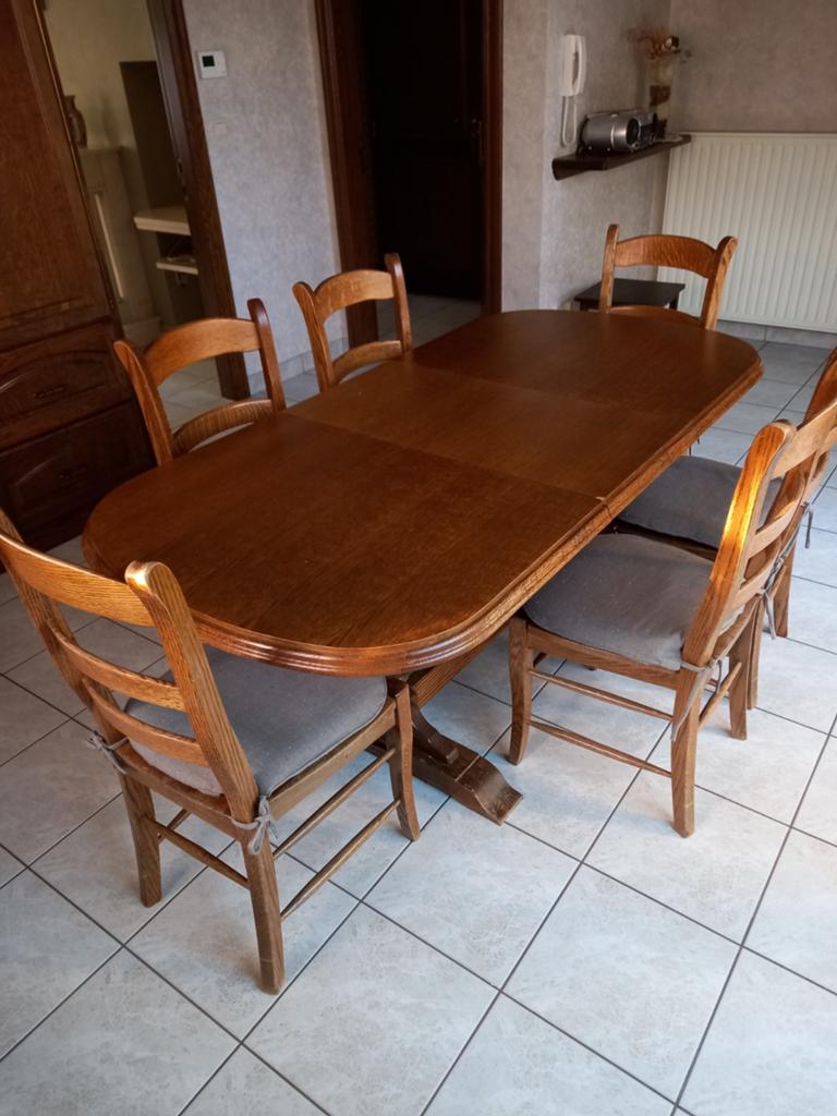 Eiken tafel met 6 stoelen, Ophalen