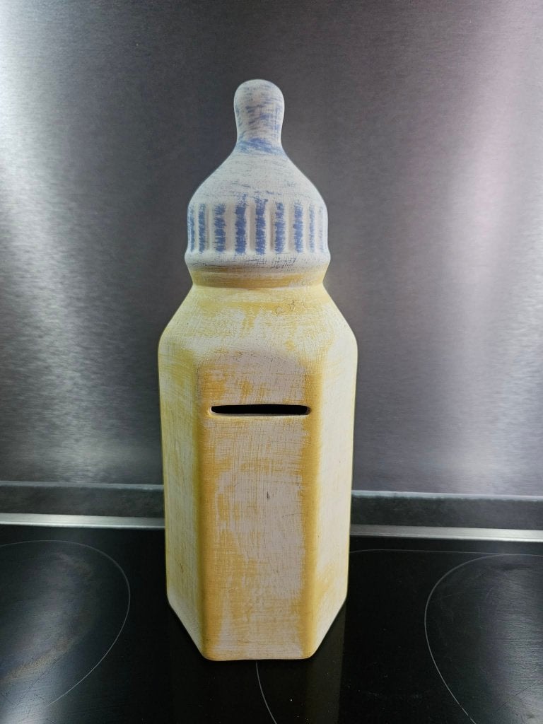 Tirelire en forme de biberon pour baptême ou autre, Ophalen of Verzenden, Zo goed als nieuw, Kraamcadeau