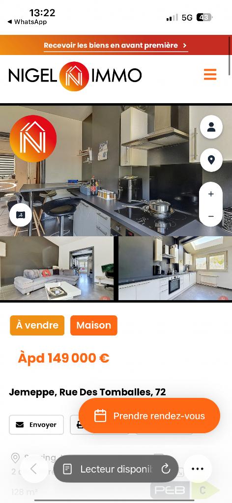 Maison à vendre, Immo, Maisons à vendre, Province de Liège, 2 pièces, Maison 2 façades, Liège