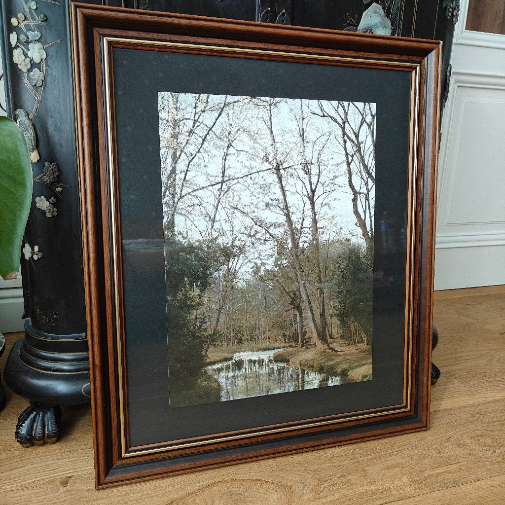 Ingelijste print van bosrijk waterlandschap, Ophalen, 50 – 75, 50 tot 75 cm, Print