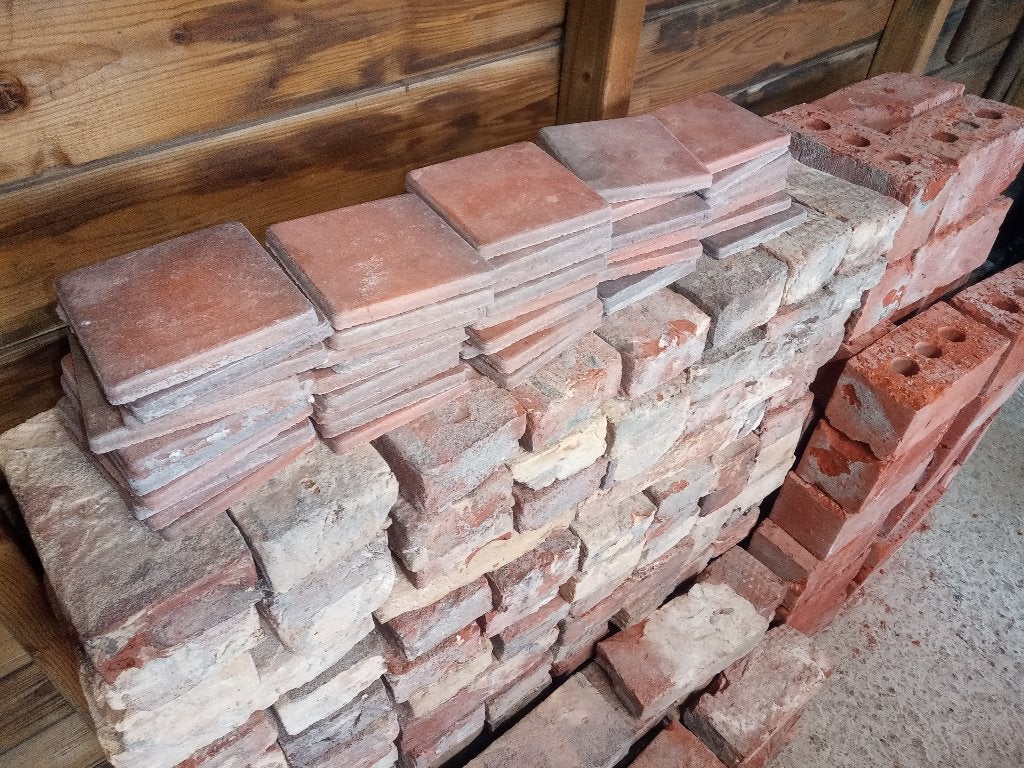 Oude bakstenen 150st. + tegeltjes 40st., Enlèvement, Utilisé, Briques