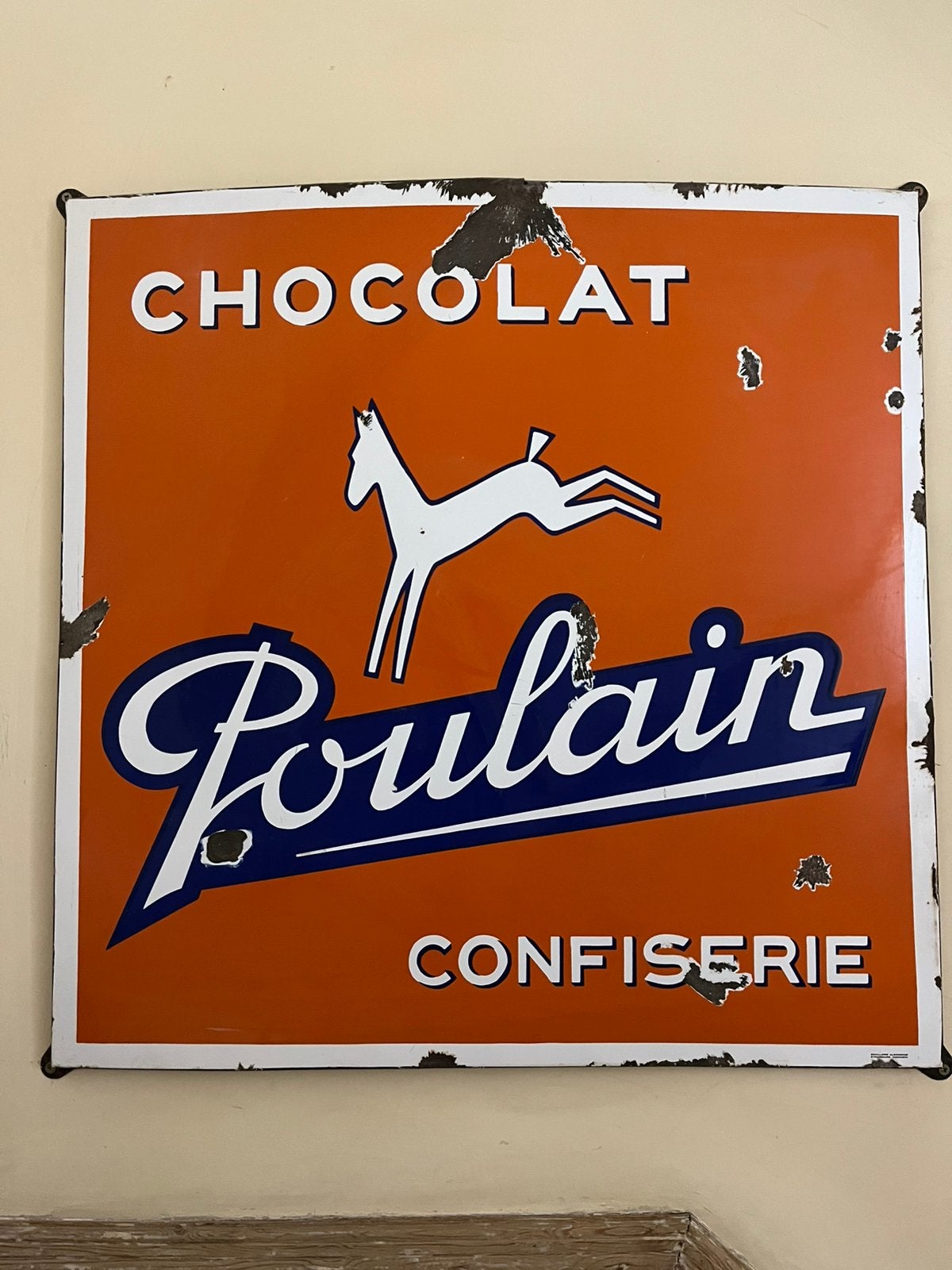 Emaille reclamebord - vintage, Ophalen, Gebruikt, Reclamebord