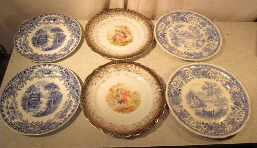 6 belles assiettes anciennes Boch et Old England, Enlèvement ou Envoi