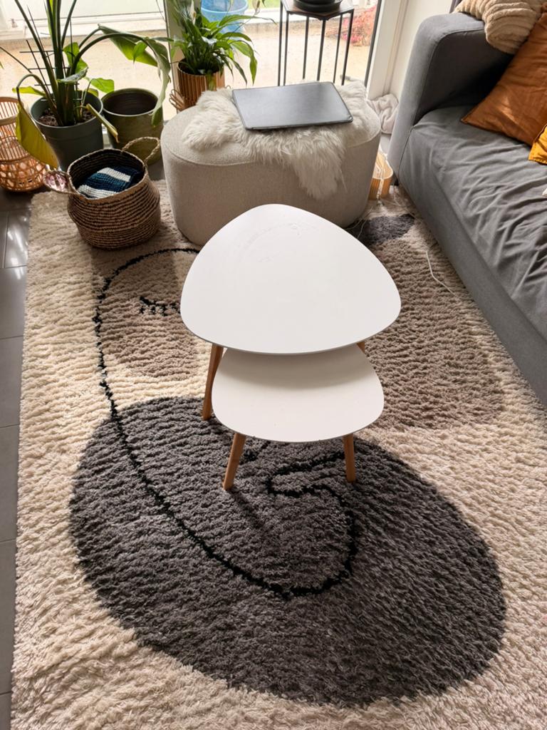 Modern White Coffee Table Set – 2 Pieces, Enlèvement, Comme neuf