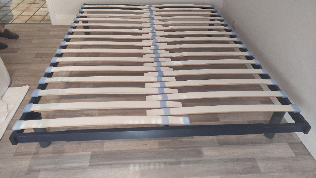 Tweepersoons bedframe met lattenbodem en matras, Huis en Inrichting, Slaapkamer | Bedden, Ophalen, Verstelbaar, Zwart, Tweepersoons