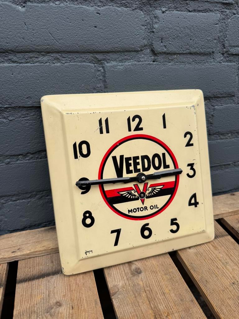 Veedol motor olie reclame klok, Ophalen of Verzenden, Gebruikt, Reclamebord