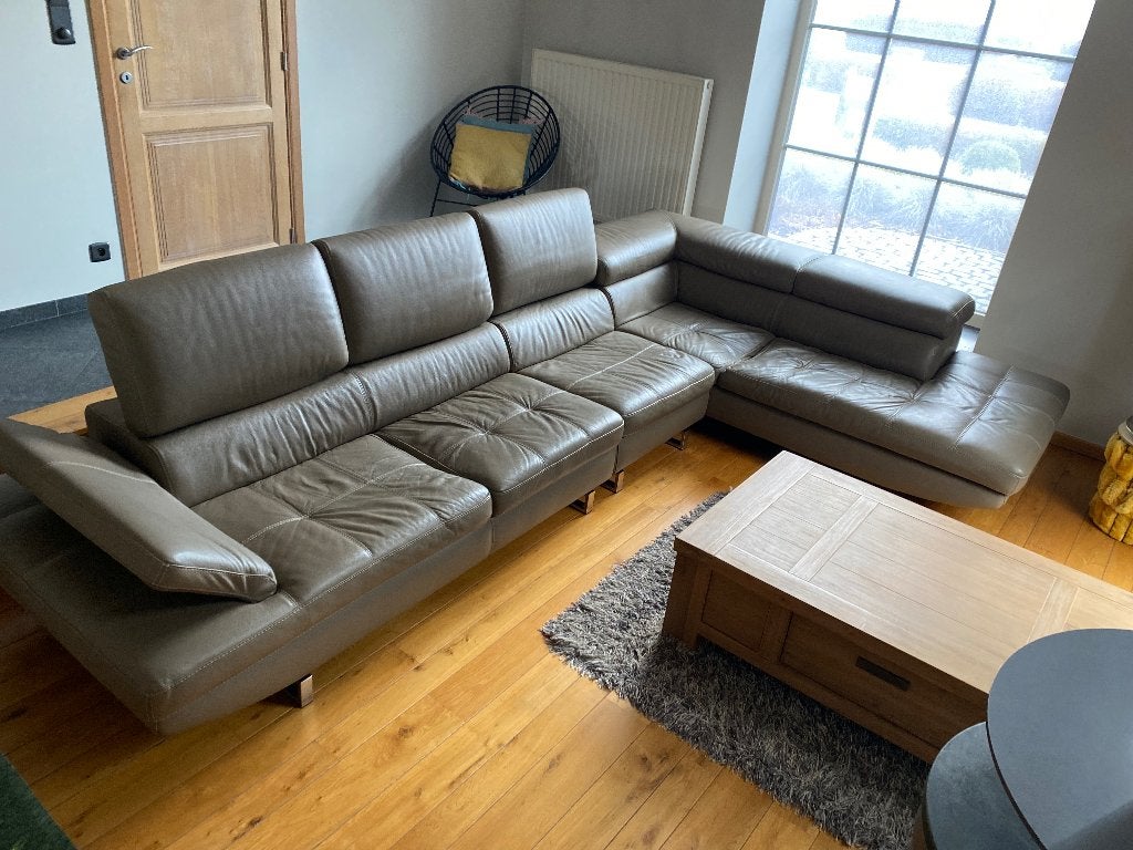 Hoeksalon leder, Huis en Inrichting, Ophalen, Gebruikt, Leer