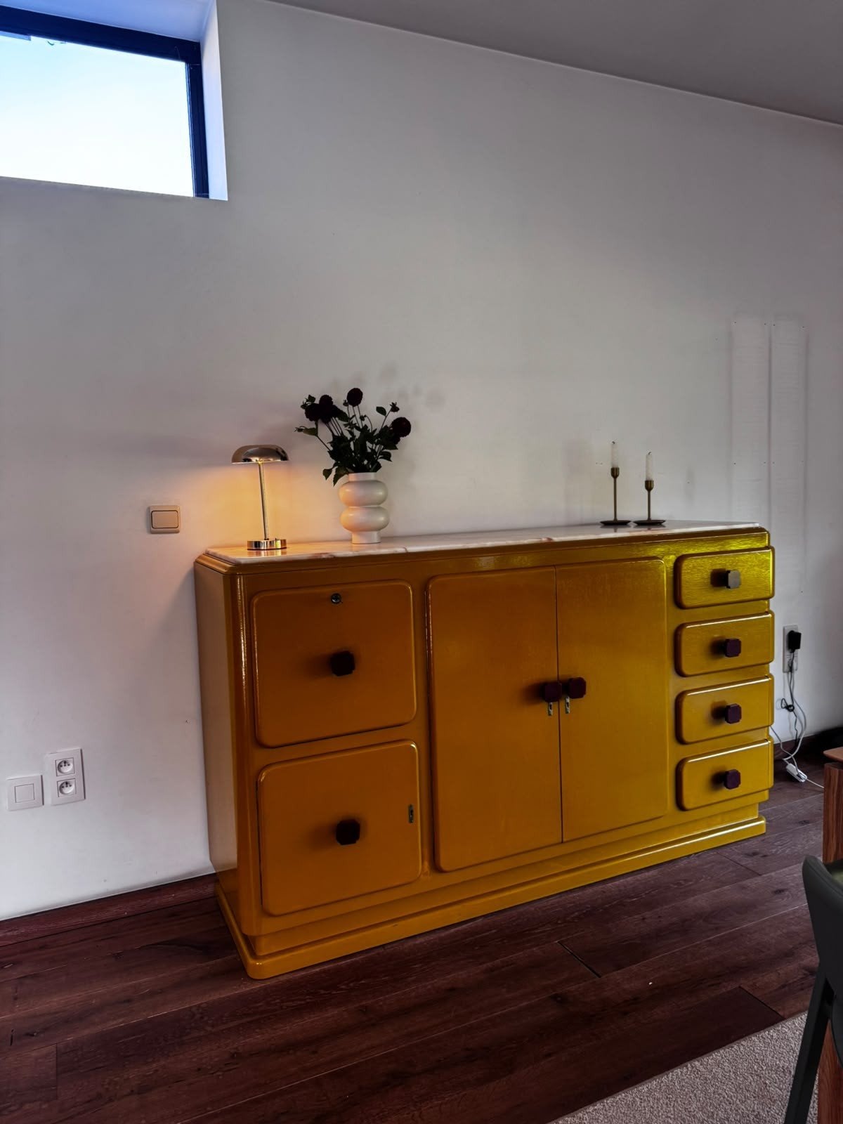 Art deco dressoir/ buffet kast, 150 à 200 cm, Chêne, Origineel art deco, 50 à 75 cm