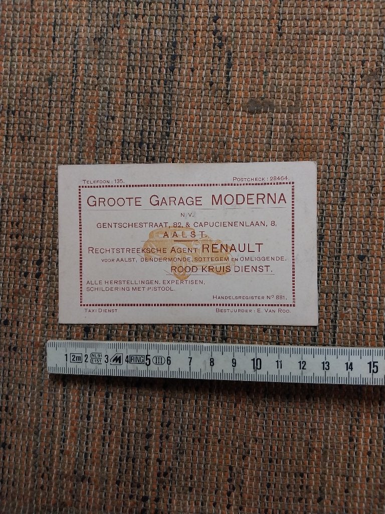 Carte de visite Grand garage Moderna Aalst Renault, Collections, Collections Autre, Enlèvement ou Envoi, Utilisé