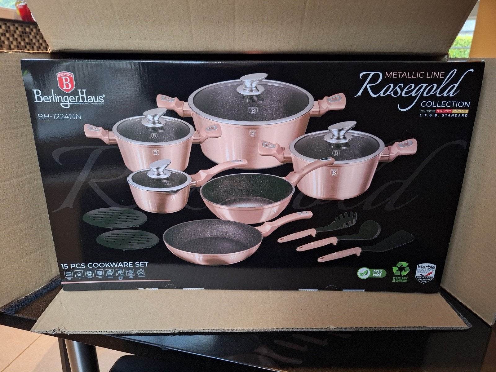 ensemble de 15 pièces, poêles, casseroles et ustensiles., Enlèvement