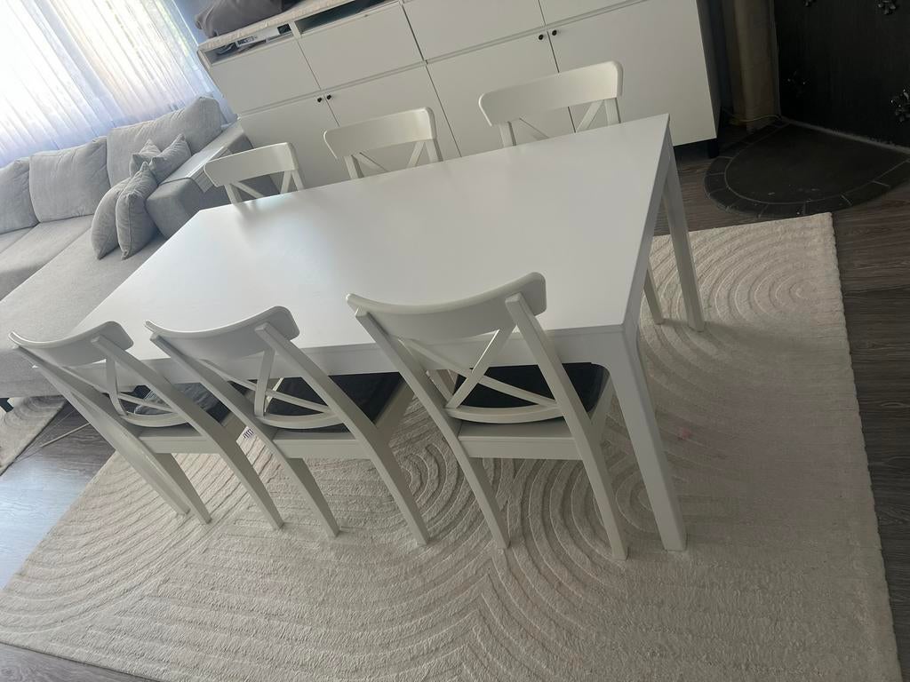 table à manger extensible  + 6 chaises, Enlèvement, Comme neuf