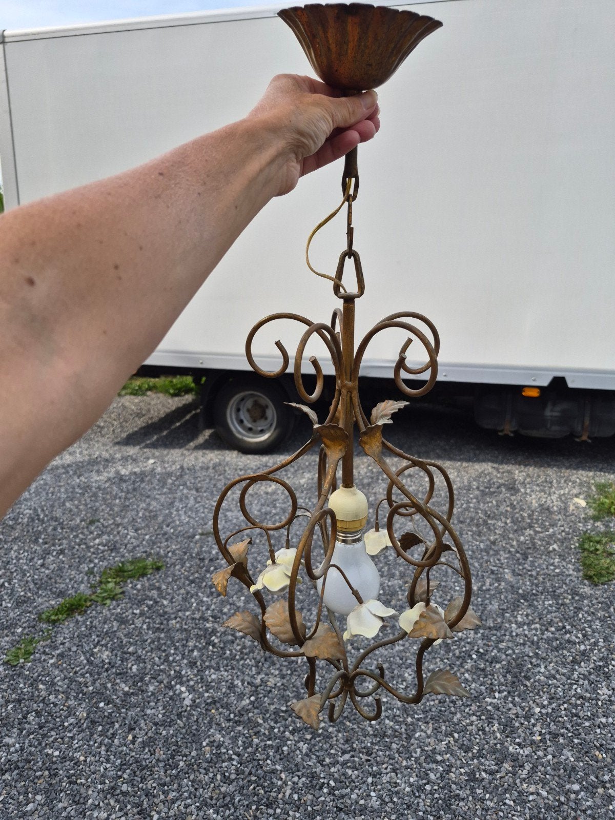 vintage hanglamp met bloemen, Ophalen