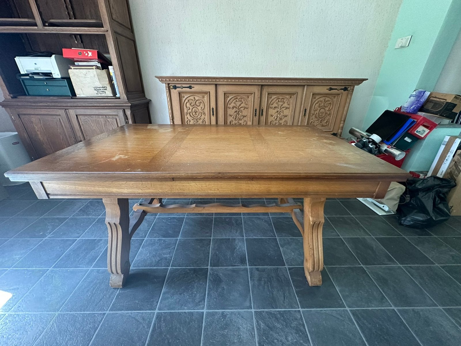 Uitschuifbare tafel + 2 kasten, Ophalen, Gebruikt