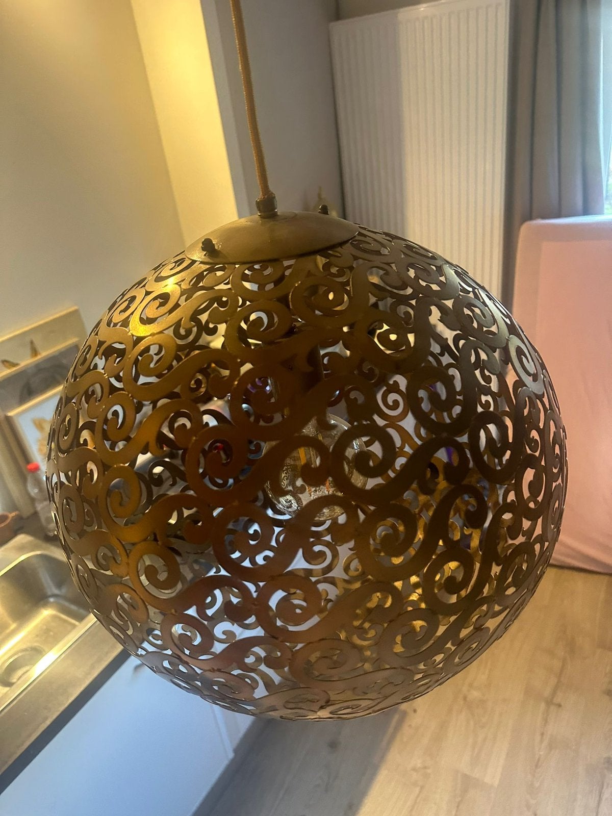 Goudkleurige hanglamp, Huis en Inrichting, Ophalen, Zo goed als nieuw