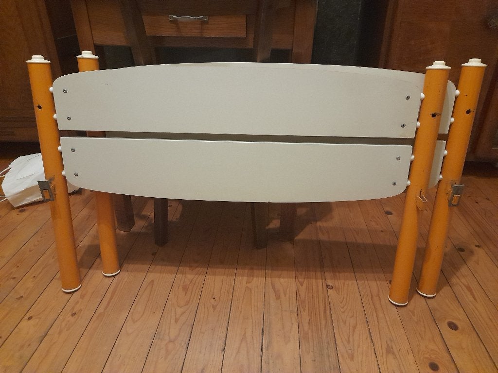 bed, eenpersoons, vintage, oranje, jaren '60 -  '70, Ophalen, Gebruikt, 90 cm, Vintage